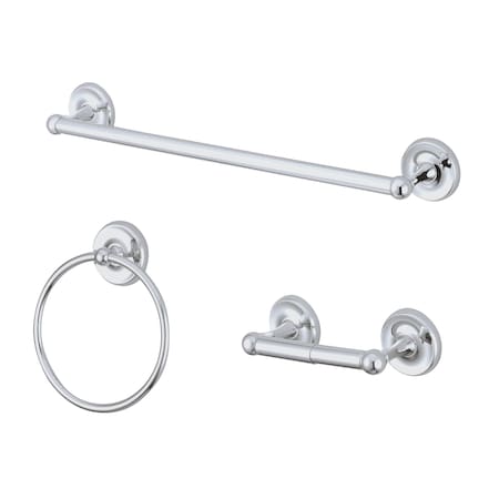Kingston Brass Victorian 3-Piece Bathroom Accessory Set, Chrome BAK31248C